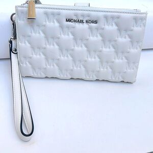 Michael Kors Embossed White Wristlet